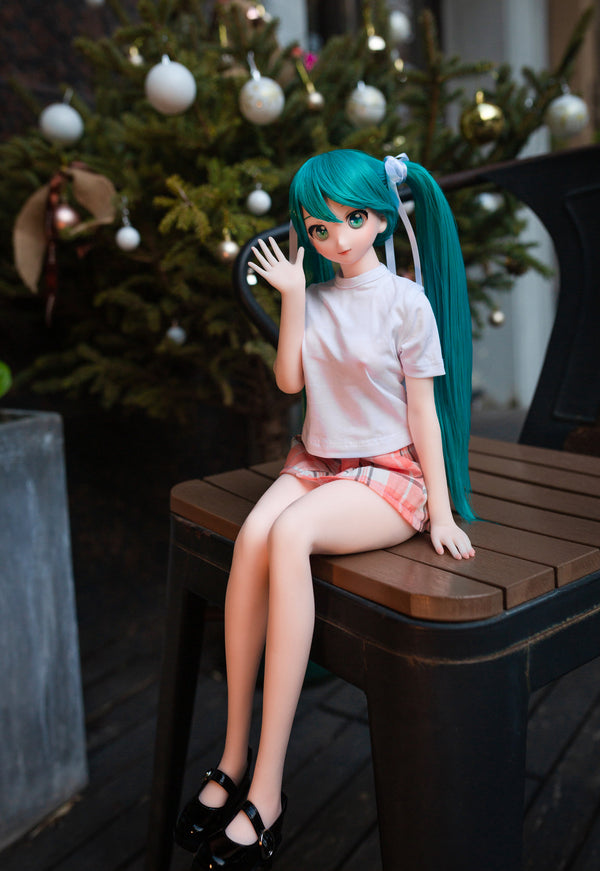 Climax Doll J60cm Miku Silicone Mini Sex Doll with Vinyl Head Cinnamon Skin