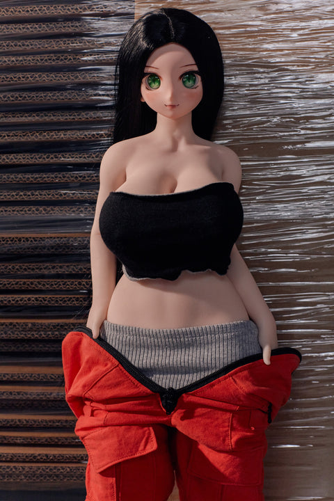 Climax Doll J60cm P Rina Silicone Mini Sex Doll with Vinyl Head Cinnamon Skin