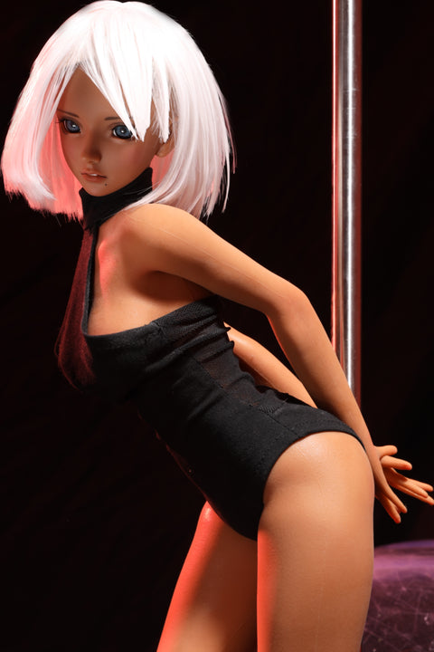 Climax Doll J60cm Shirley Silicone Mini Sex Doll with Vinyl Head Suntan Skin