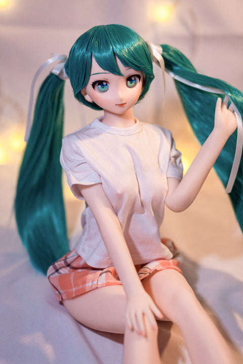 Climax Doll J60cm Miku Silicone Mini Sex Doll with Vinyl Head Cinnamon Skin