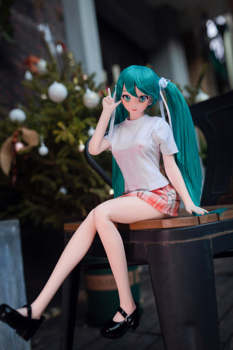 Climax Doll J60cm Miku Silicone Mini Sex Doll with Vinyl Head Cinnamon Skin