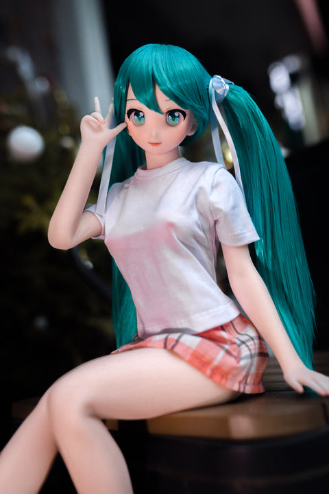 Climax Doll J60cm Miku Silicone Mini Sex Doll with Vinyl Head Cinnamon Skin