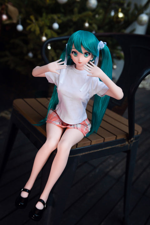 Climax Doll J60cm Miku Silicone Mini Sex Doll with Vinyl Head Cinnamon Skin