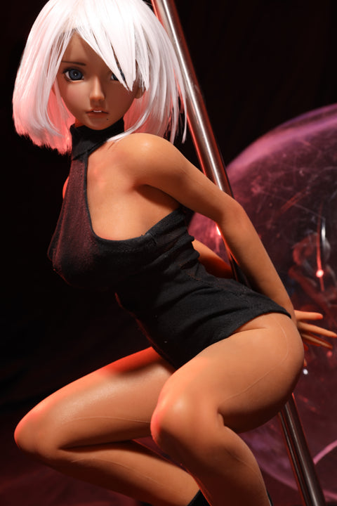 Climax Doll J60cm Shirley Silicone Mini Sex Doll with Vinyl Head Suntan Skin