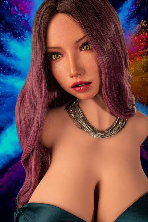 Climax Doll 870# torso with Fukada silicone head, black skin, view 10