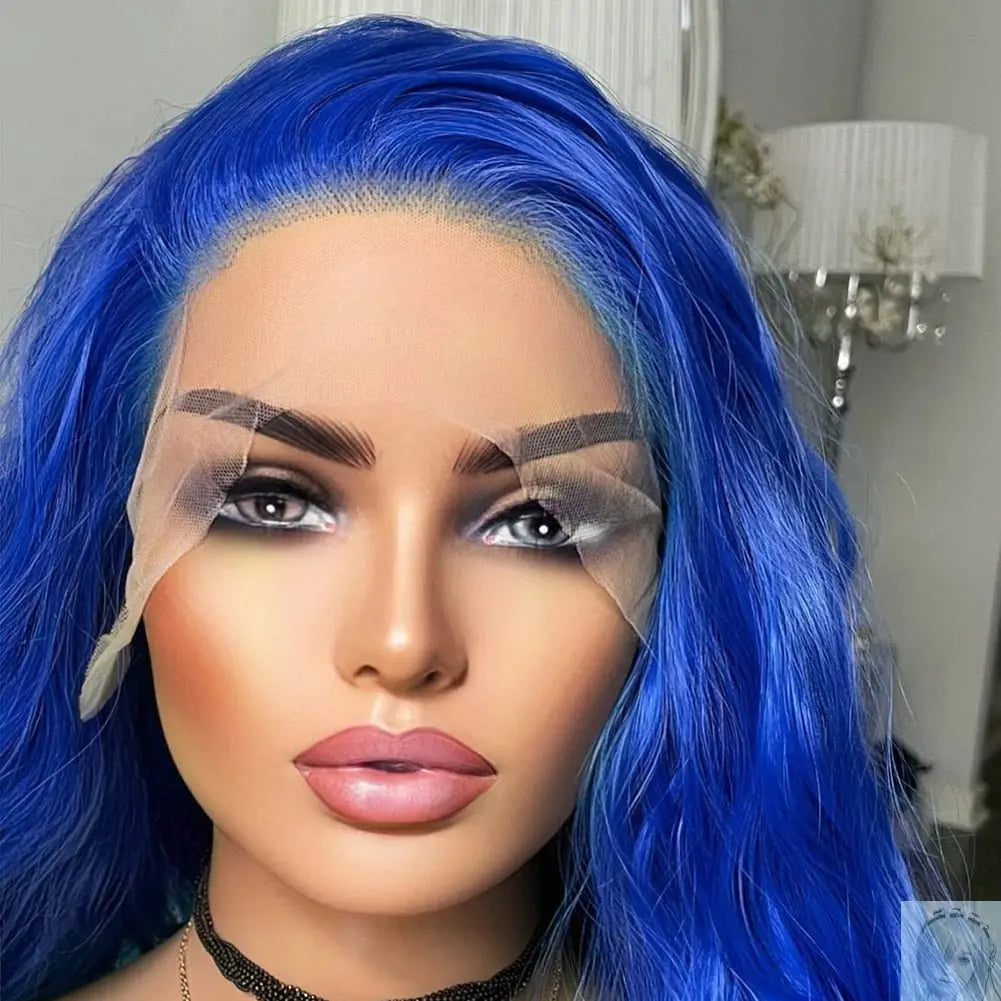 26 Inch Synthetic Lace Front Wig Wave Blue lovedollsenpai