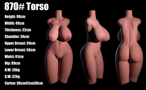 Climax Doll Female TPE Big Boobs Torso Sex Toy 870# Black Climax Doll
