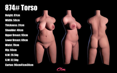 Climax Doll Female TPE Torso Sex Toy 874# Black Climax Doll