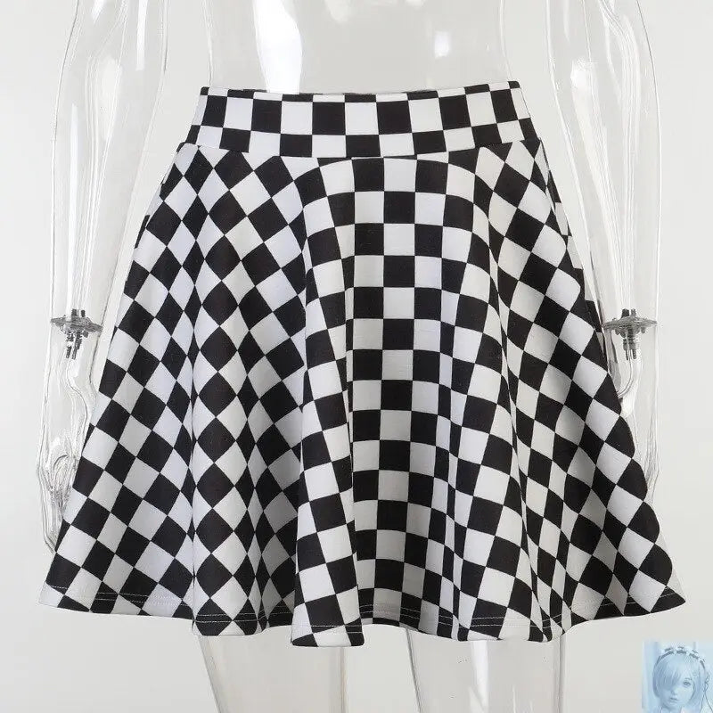 Checkered High Waist Mini Skirt Two Styles to Choose From lovedollsenpai