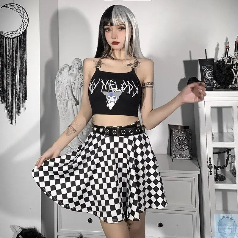 Checkered High Waist Mini Skirt Two Styles to Choose From lovedollsenpai