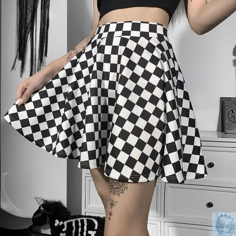 Checkered High Waist Mini Skirt Two Styles to Choose From lovedollsenpai