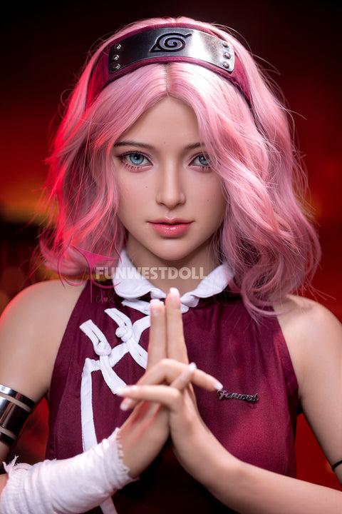 Funwest TPE 159cm A Cup Sex Doll Alice Pink Wig