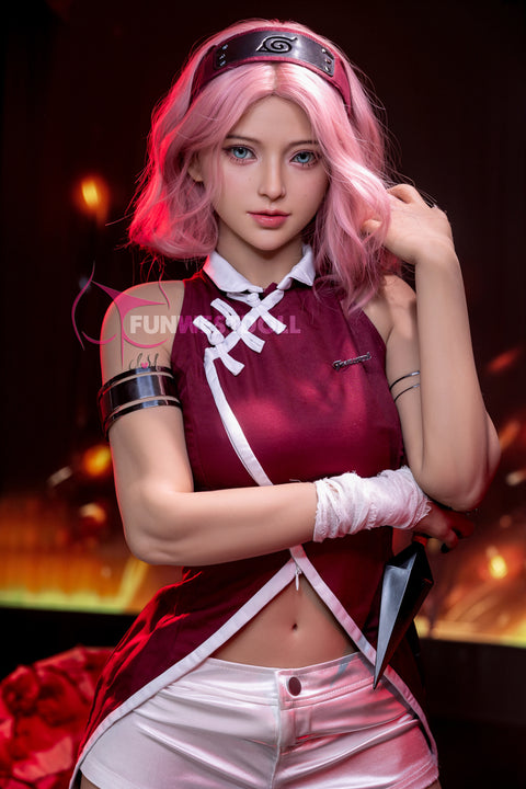 Funwest TPE 159cm A Cup Sex Doll Alice Pink Wig
