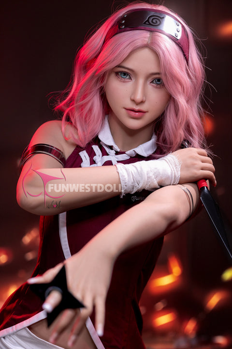 Funwest TPE 159cm A Cup Sex Doll Alice Pink Wig