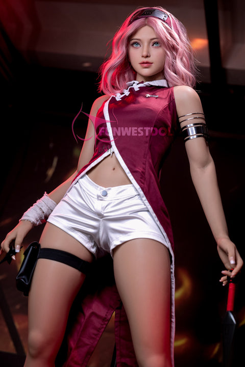 Funwest TPE 159cm A Cup Sex Doll Alice Pink Wig