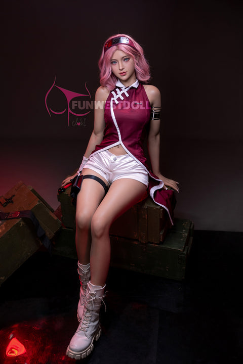 Funwest TPE 159cm A Cup Sex Doll Alice Pink Wig