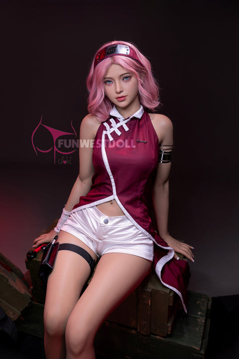 Funwest TPE 159cm A Cup Sex Doll Alice Pink Wig