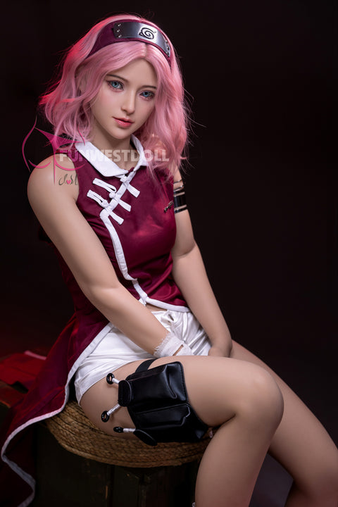 Funwest TPE 159cm A Cup Sex Doll Alice Pink Wig