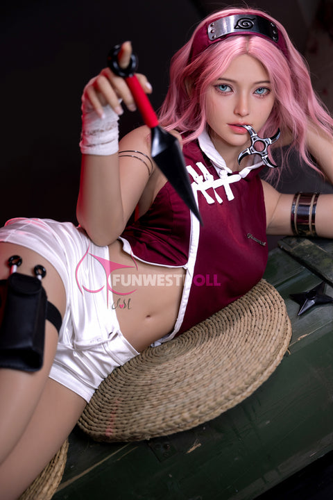 Funwest TPE 159cm A Cup Sex Doll Alice Pink Wig