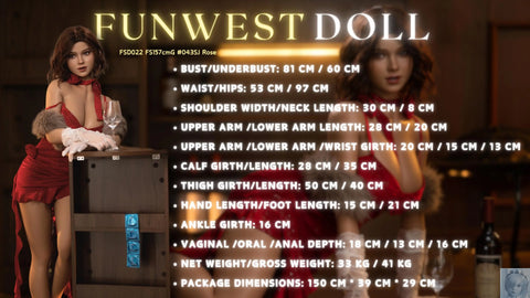 Funwest FS Series 157cm G Cup Full Silicone Sex Doll Rose with Movable Jaw