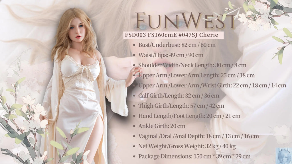 Funwest FS Series 160cm E Cup Full Silicone Sex Doll Cherie Movable Jaw Funwest