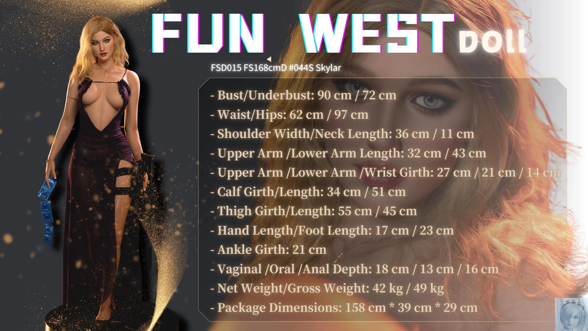 Funwest FS Series 168 D Cup Full Silicone Sex Doll Skylar Funwest