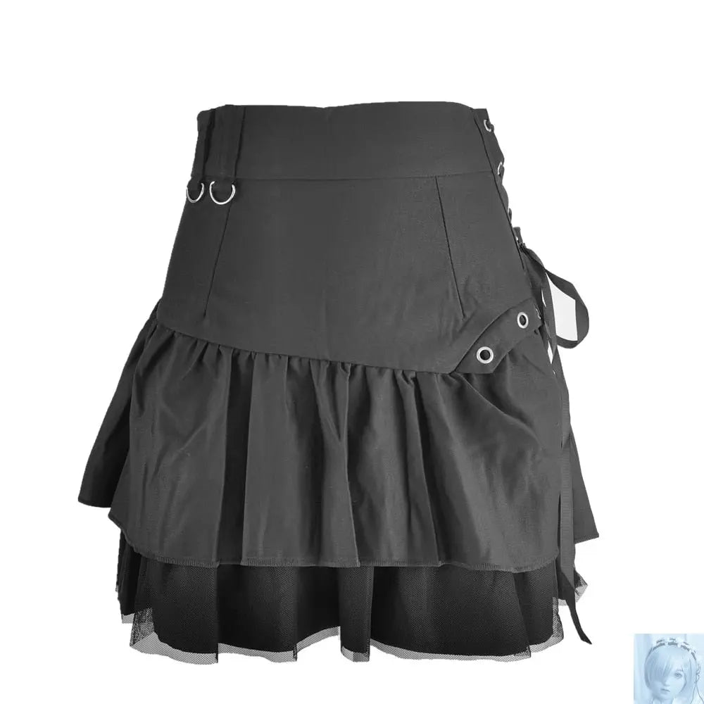 Gothic Mesh High Waist Pleated Mini Skirt lovedollsenpai