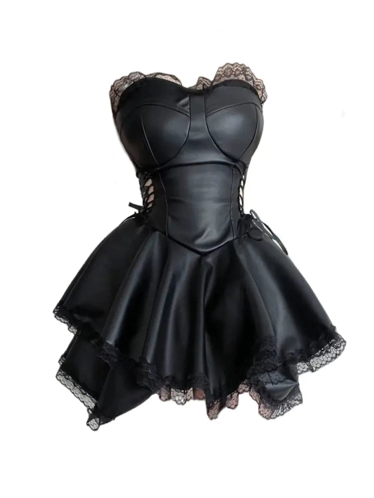 Gothic Sexy Side Waist Hollow Tube Top Dress lovedollsenpai