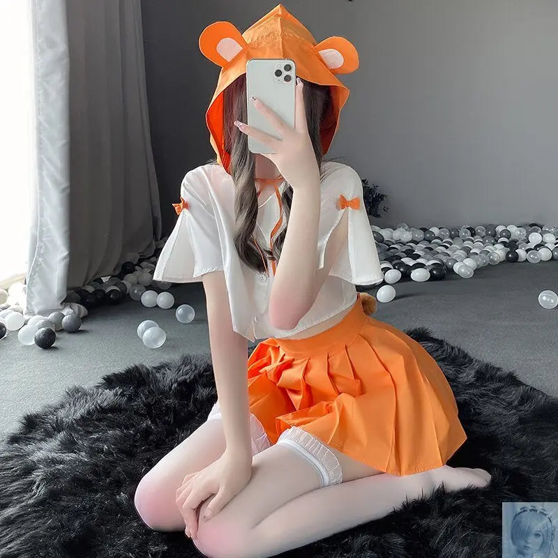 Kawaii Naughty School Uniform with Bear Ear Hat Cosplay lovedollsenpai