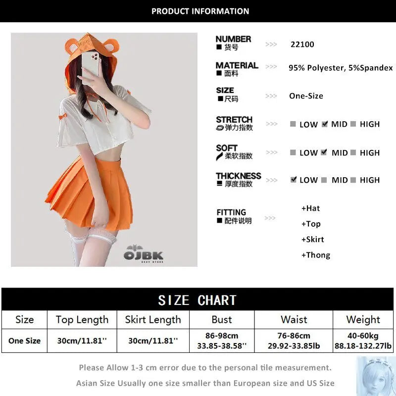 Kawaii Naughty School Uniform with Bear Ear Hat Cosplay lovedollsenpai