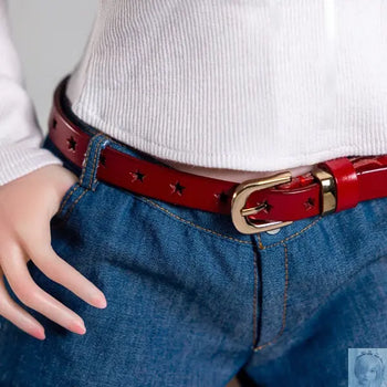 Kospley Mini Jeans Shorts Belt and White Sweater for 80cm to 95cm Big Breasts Doll Kospley