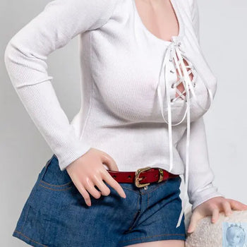 Kospley Mini Jeans Shorts Belt and White Sweater for 80cm to 95cm Big Breasts Doll Kospley