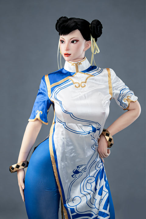 Game Lady 169cm F Cup Full Silicone Sex Doll Chun-Li Movable Jaw Costume