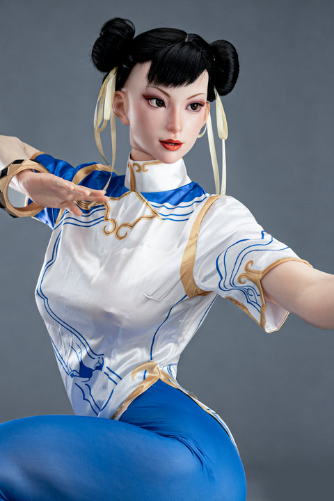 Game Lady 169cm F Cup Full Silicone Sex Doll Chun-Li Movable Jaw Costume
