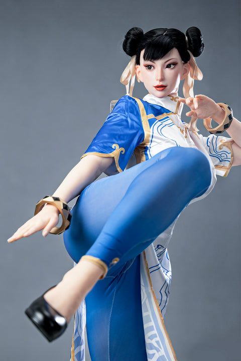 Game Lady 169cm F Cup Full Silicone Sex Doll Chun-Li Movable Jaw Costume