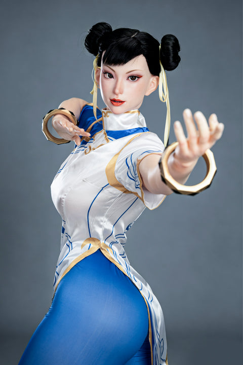 Game Lady 169cm F Cup Full Silicone Sex Doll Chun-Li Movable Jaw Costume