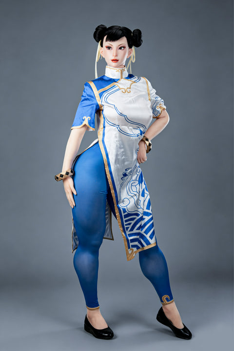 Game Lady 169cm F Cup Full Silicone Sex Doll Chun-Li Movable Jaw Costume