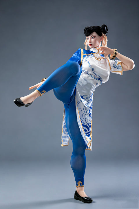 Game Lady 169cm F Cup Full Silicone Sex Doll Chun-Li Movable Jaw Costume