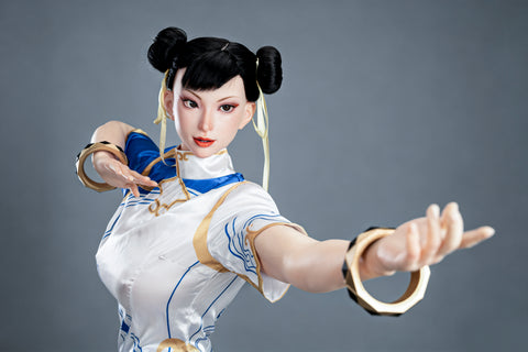 Game Lady 169cm F Cup Full Silicone Sex Doll Chun-Li Movable Jaw Costume