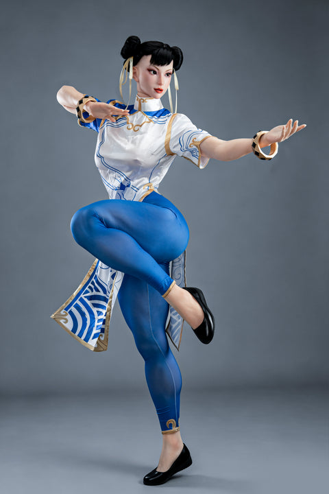 Game Lady 169cm F Cup Full Silicone Sex Doll Chun-Li Movable Jaw Costume
