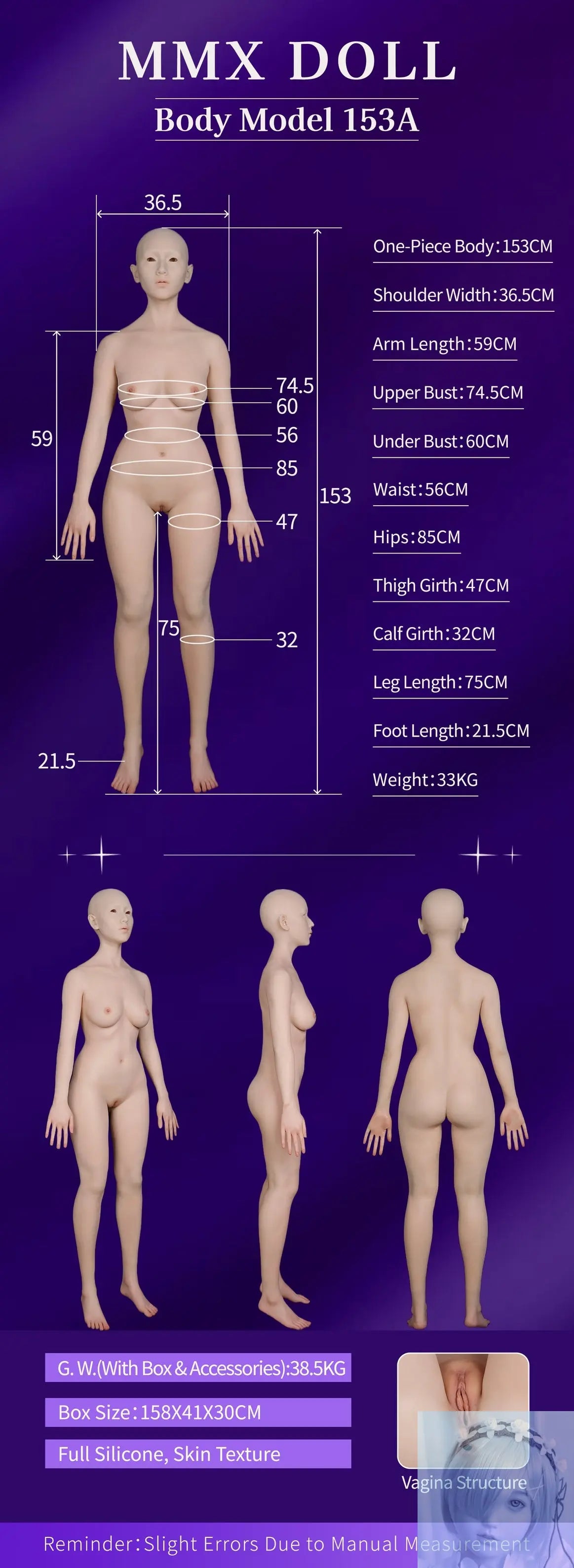 MMXDoll 153cm C Cup Full Silicone Sex Doll MengYue 2 One Piece Body MMX Doll