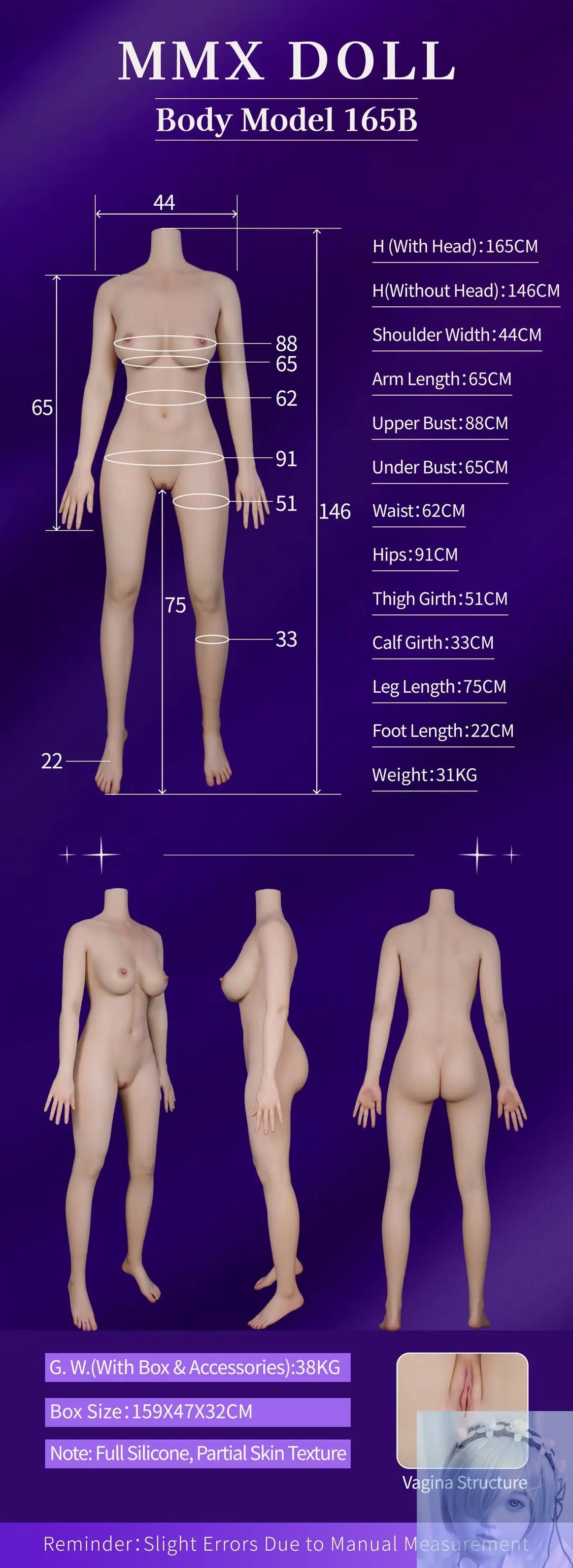 MMXDoll 165cm E Cup Full Silicone Sex Doll MengQi MMX Doll