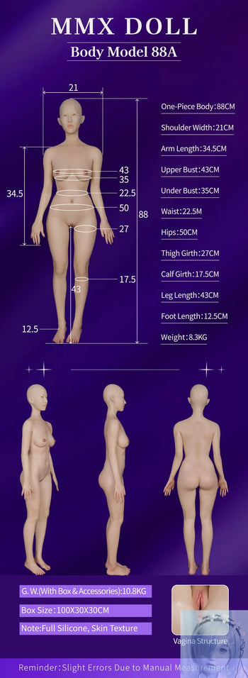 MMXDoll 88cm B Cup Full Silicone Sex Doll MengFei One Piece Body MMX Doll