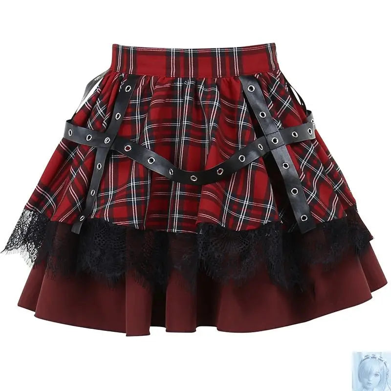 Plaid Pleated Punk Mini Skirt lovedollsenpai