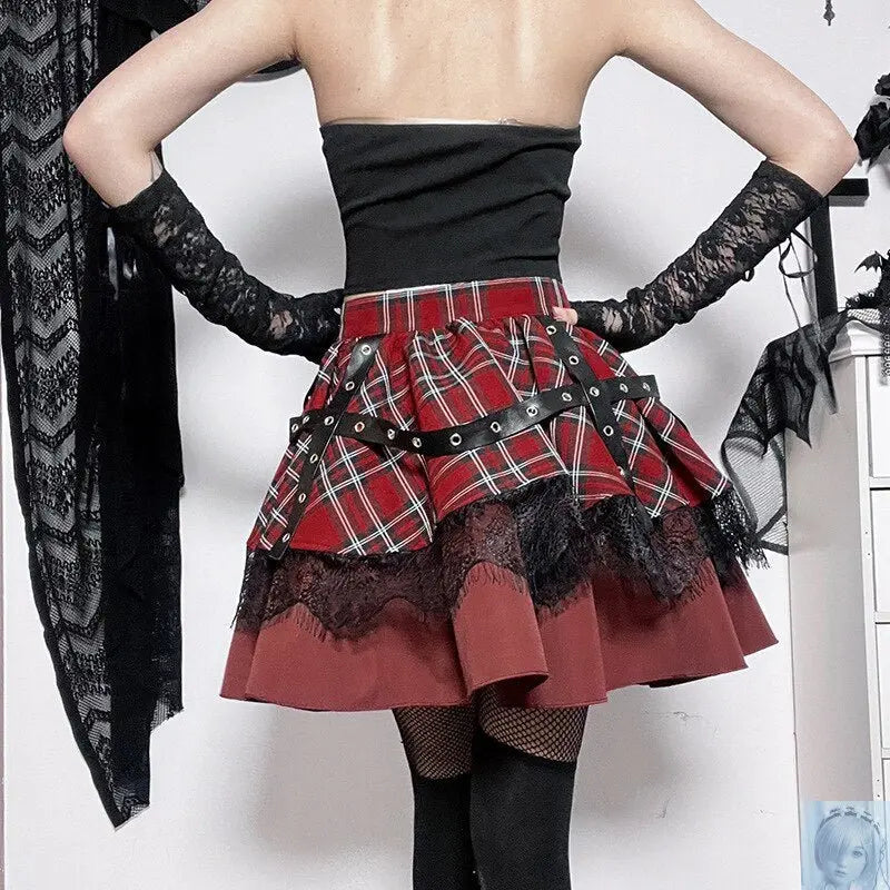 Plaid Pleated Punk Mini Skirt lovedollsenpai