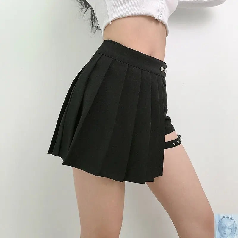 Pleated Girls Punk Asymmetrical Mini Skirts lovedollsenpai