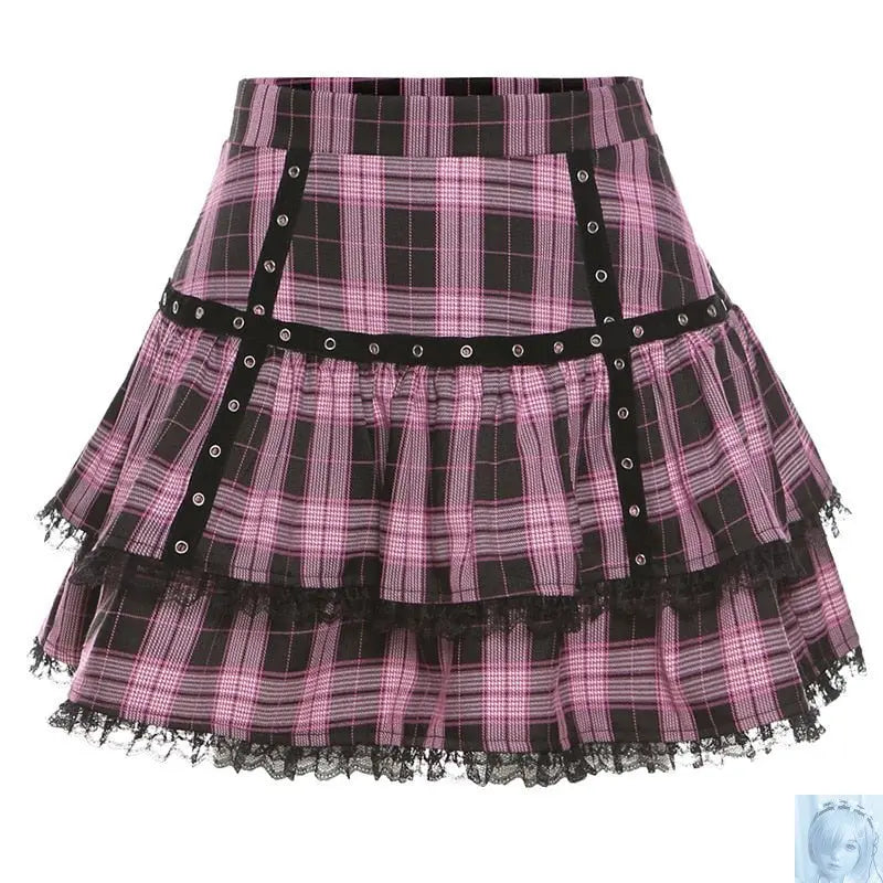 Purple Pink or Plaid Pleated Mini Skirt lovedollsenpai