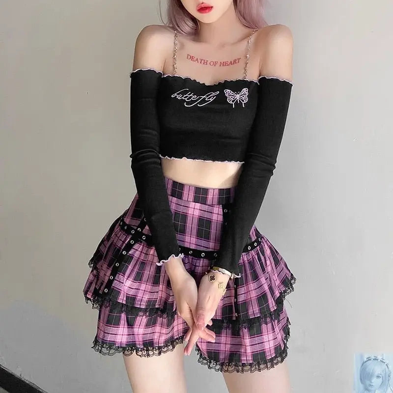 Purple Pink or Plaid Pleated Mini Skirt lovedollsenpai