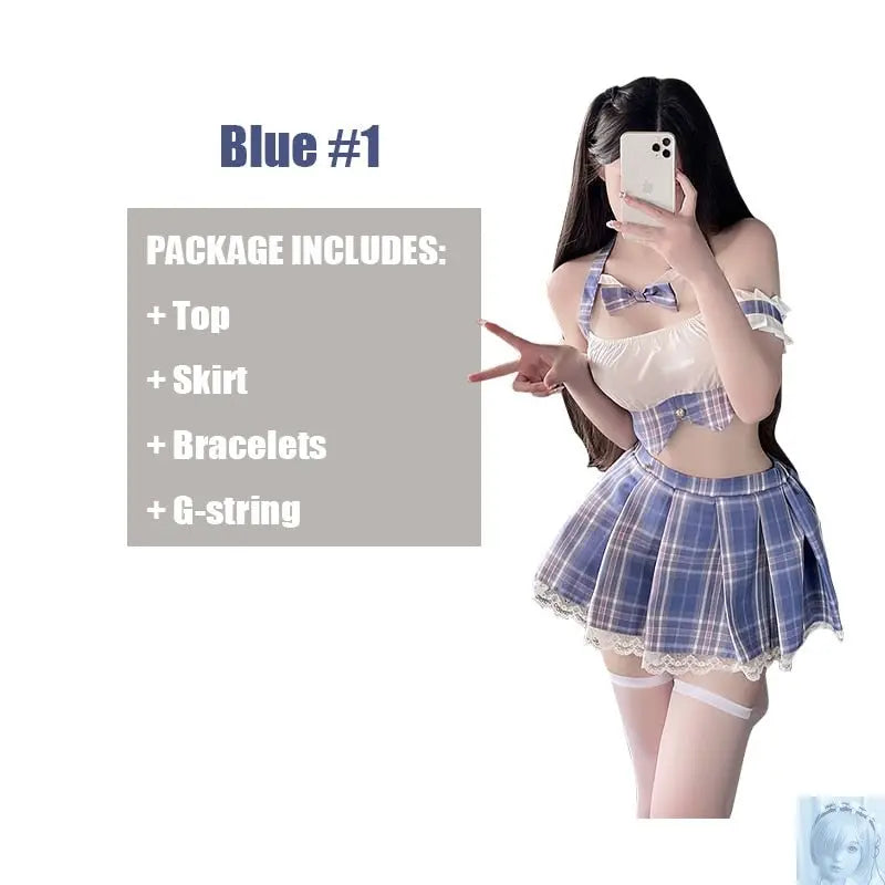 Sexy Short Top Pleated Skirt Cosplay Costume lovedollsenpai