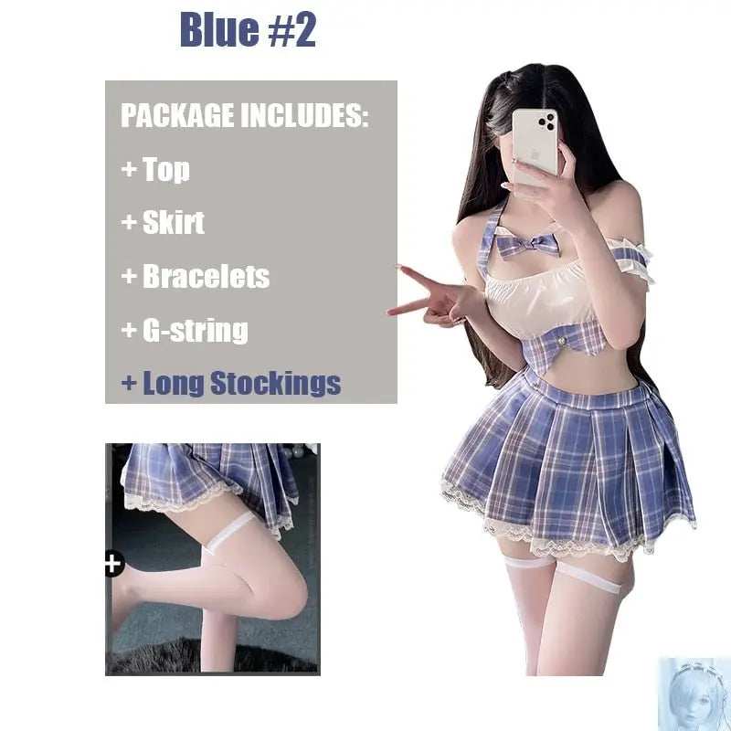 Sexy Short Top Pleated Skirt Cosplay Costume lovedollsenpai